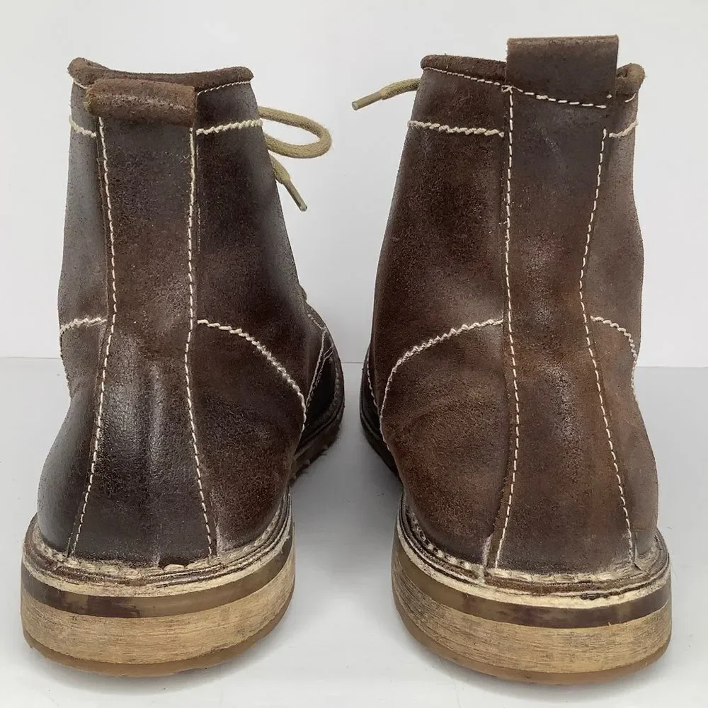 Mark Nason High Hill Brown Leather Lace Up Men's Ankle BootsSz 11.5 Academia